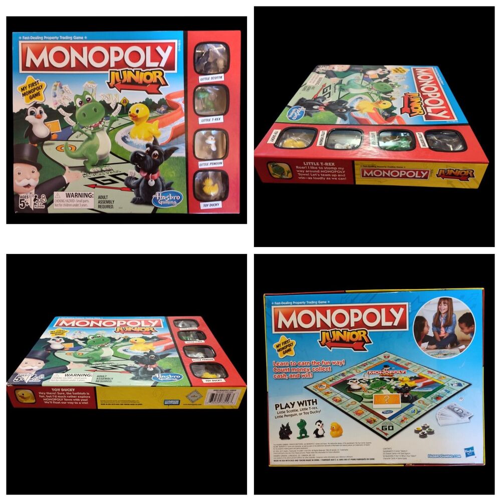 My First MONOPOLY Board Game Hasbro Scotty Dog, T-Rex, Penguin & Ducky Pieces